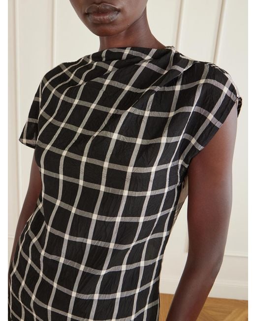 Erdem Black Crushed Window Checked Georgette Tank