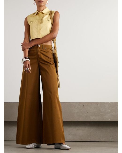 Emporio Sirenuse Yellow Caterina Cropped Cotton-Twill Top
