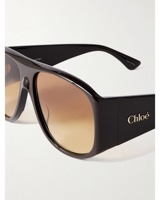 Chloé Black Izia Aviator-Style Acetate Sunglasses