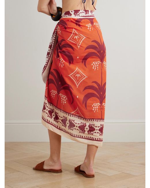 Johanna Ortiz Red Dance Of Printed Cotton Pareo
