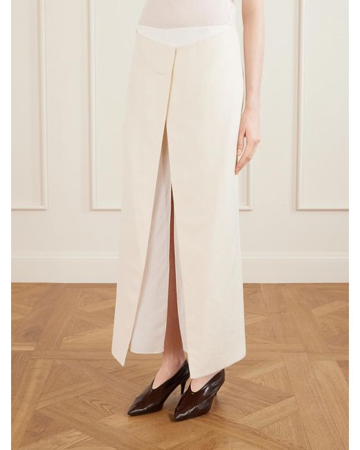 Khaite Natural Tal Woven Midi Skirt