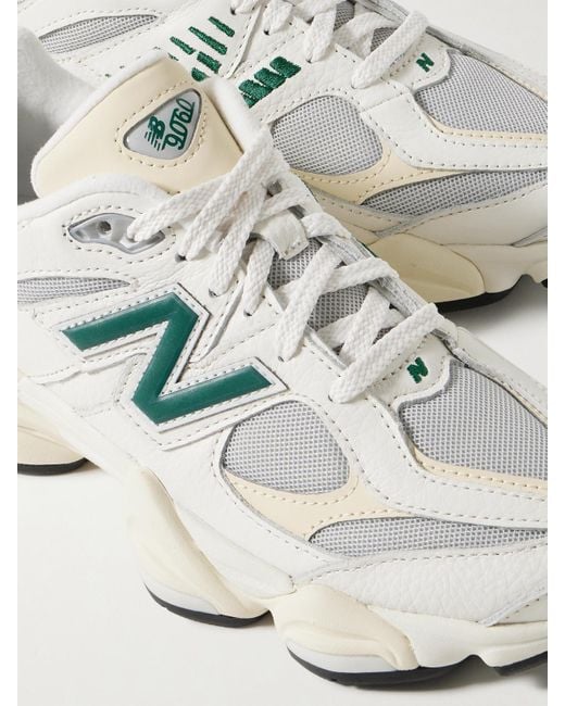 New Balance White 9060 Sneakers Aus Strukturiertem Leder Und Mesh Mit Gummibesätzen