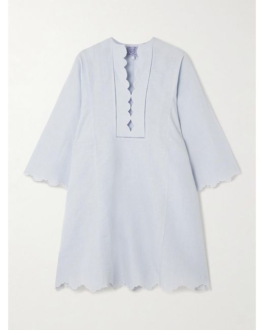 Thierry Colson White Rachel Embroidered Cotton And Linen-Blend Mini Dress
