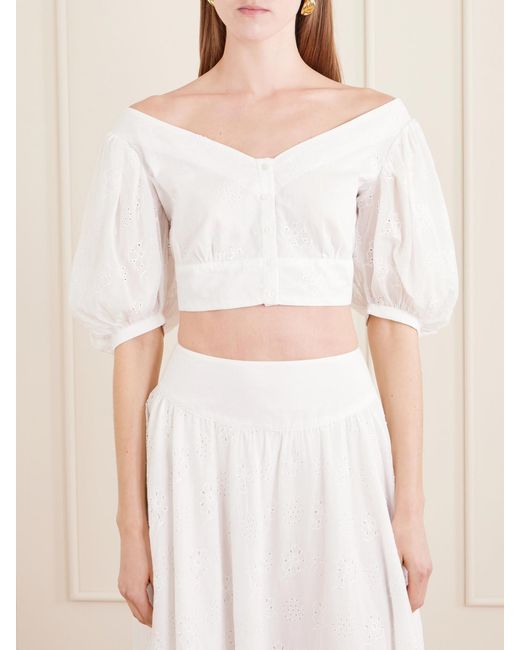 Thierry Colson White Clara Embroidered Cotton-Voile Blouse
