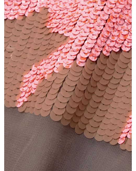 Dries Van Noten Pink Bluse Auf Chiffon Mit Hahnentrittmuster Und Pailletten