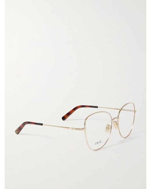 Dior Natural Mini Cd O B4U Oversized Round-Frame-Tone And Tortoiseshell Acetate Optical Glasses