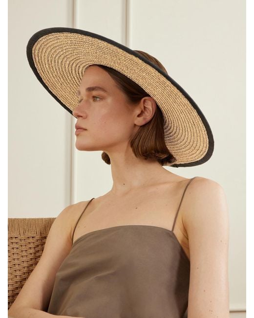 Gigi Burris Millinery Natural Ines Cotton-Trimmed Straw Visor
