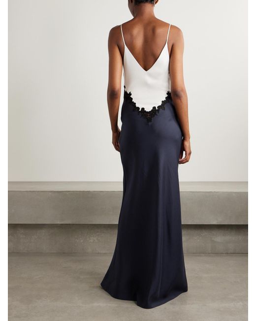 Gabriela Hearst Blue Amaryllis Lace-Trimmed Silk Maxi Dress