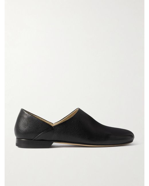 Lemaire Black Flache Schuhe Aus Vollnarbigem Leder