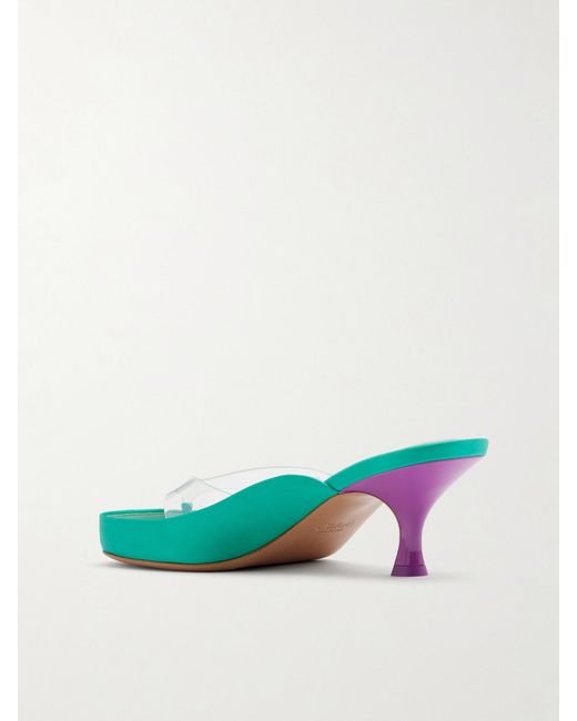 Chloé Green Junie Pvc-Trimmed Satin Sandals