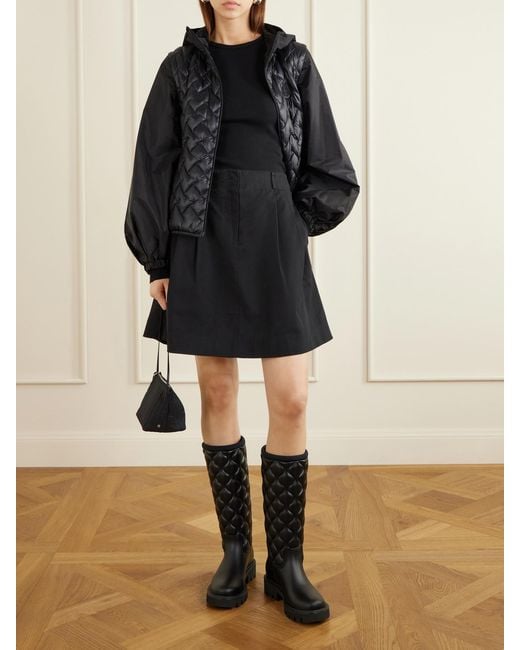 Moncler Black Kickstream Quilt Knee-High Rubber Boots