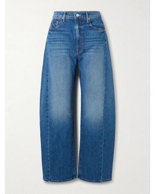 Mother Blue The Full-Pipe Flood High-Rise Barrel-Leg Jeans