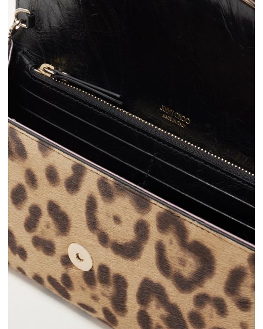 Jimmy Choo Natural Emmie Leopard-Print Calf Hair Clutch