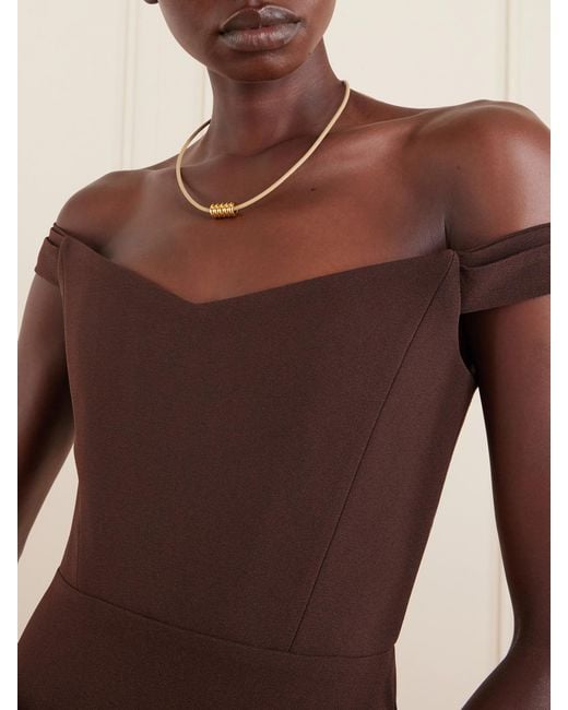 DEHANCHE Natural Hollyhock Beaded-Toned Leather Necklace