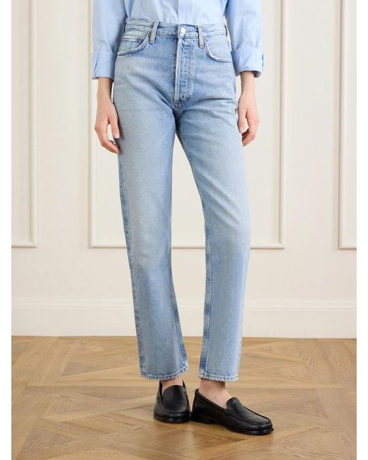 Agolde Blue '90S Pinch Waist High-Rise Straight-Leg Jeans