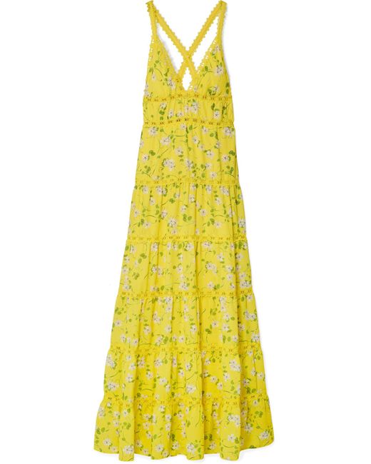 Alice + Olivia Karolina Crochet-trimmed Floral-print Chiffon Maxi Dress ...