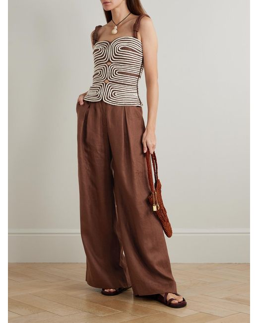 ANDRES OTALORA Brown Desperte Bundfaltenhose Mit Weitem Bein Aus Leinen