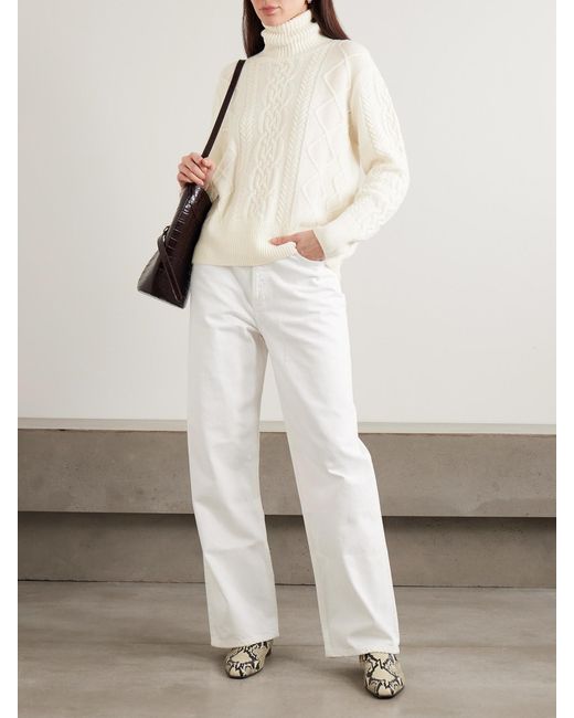 arch4 Natural Patrizia Cable-Knit Cashmere Turtleneck Sweater