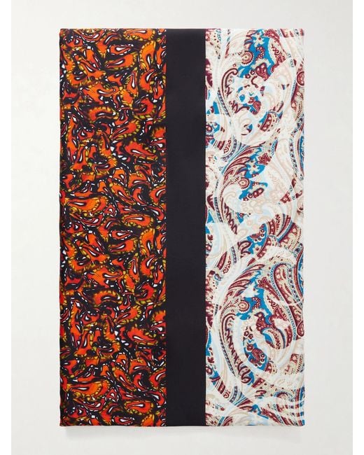 Dries Van Noten Red Floral-Printed Satin Scarf