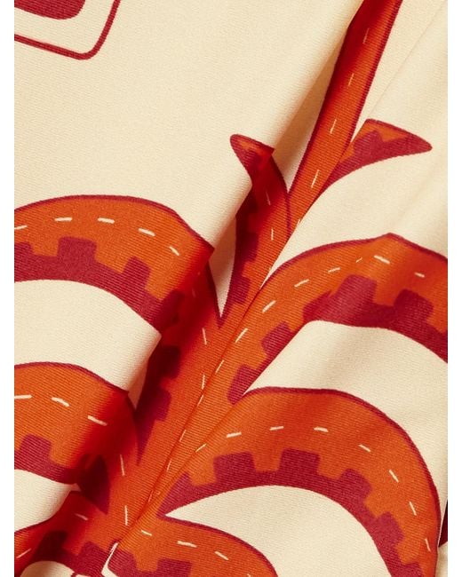 Johanna Ortiz Red Alta Mar Strapless Printed Recycled Swimsuit