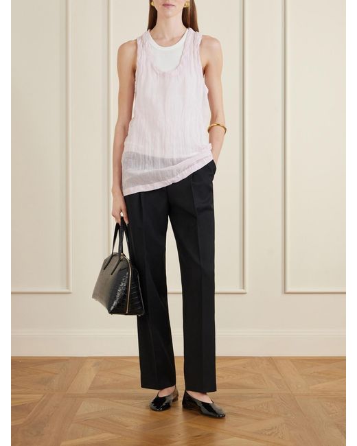 Totême White Crinkled Cotton-Blend Gauze Tank