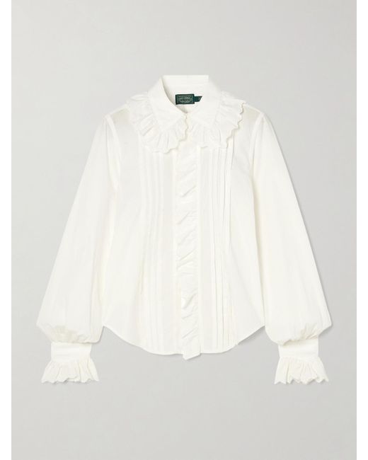 Polo Ralph Lauren White Ruffled Broderie Anglaise Cotton Blouse