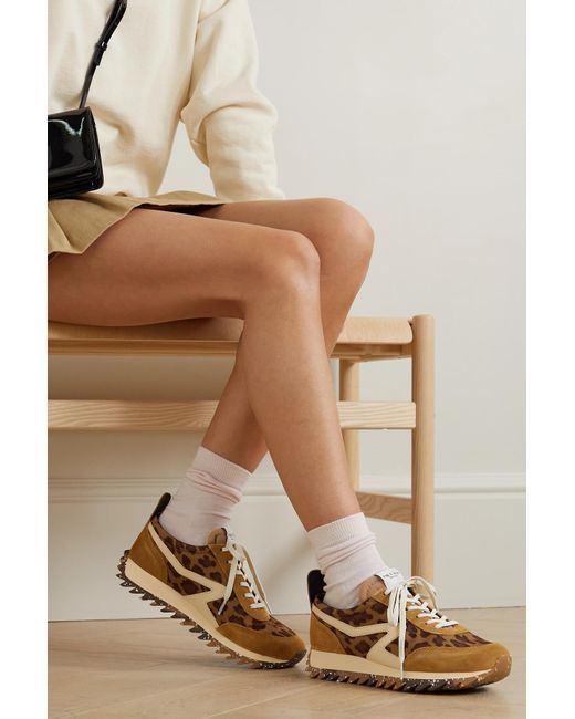 Rag & Bone Retro Runner Suede And Leather-trimmed Leopard-print  Recycled-shell Sneakers in Brown | Lyst