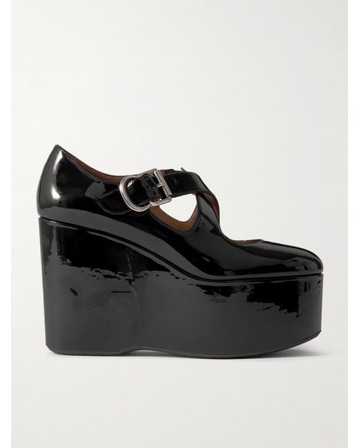 Alaïa Black Patent Wedge Shoes