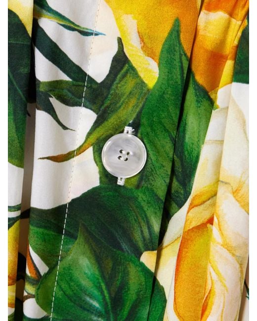 Dolce & Gabbana Yellow Floral-Print Cotton Midi Dress