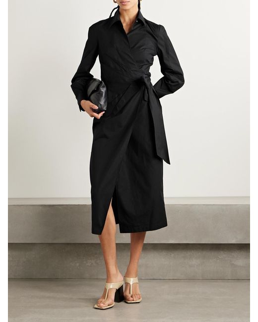 Max Mara Blue Agrume Pleated Cotton-Poplin Midi Wrap Dress