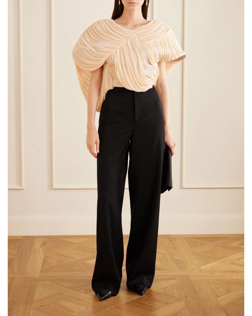 Maticevski Natural Draped Chiffon Blouse