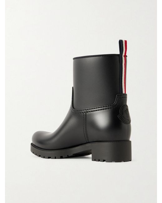 Moncler Black Ginette Grosgrain-Trimmed Rubber Rain Boots