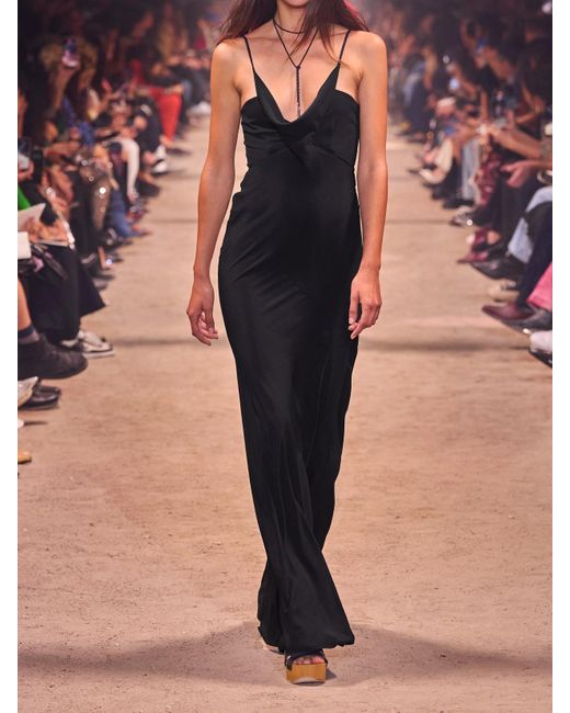 Isabel Marant Black Kapri Draped Open-Back Crepe Maxi Dress