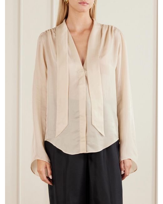 Maria McManus Natural Scarf-Detailed Satin Blouse