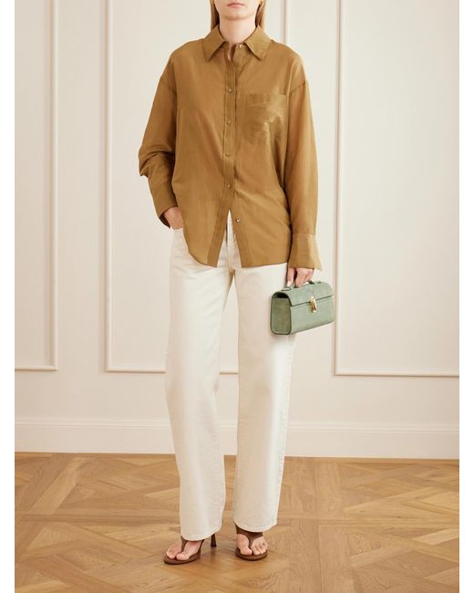 SAVETTE Green Symmetry Pochette Suede Tote