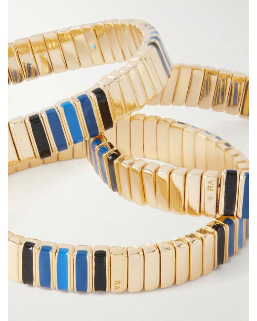 Roxanne Assoulin Metallic Very Well Done Snaked Set Of Three-Tone And Enamel Bracelets