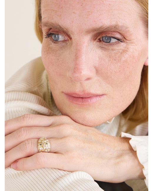 Yvonne Léon Natural Bague Dôme Fleurie 9-Karat And Diamond Ring