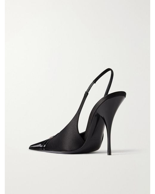 Saint Laurent White Louis 110 Embellished Patent-Leather Slingback Pumps