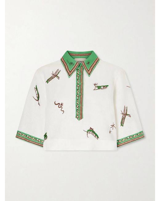ALÉMAIS Metallic Wanda Printed Embroidered Linen Shirt