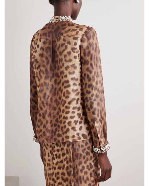 Chemisier En Organza De Lin Et De Soie Mélangés À Imprimé Léopard Crush Zimmermann en coloris Brown