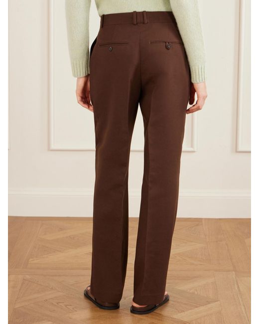 Polo Ralph Lauren Brown Pleated Cotton And Wool-Blend Twill Straight-Leg Pants