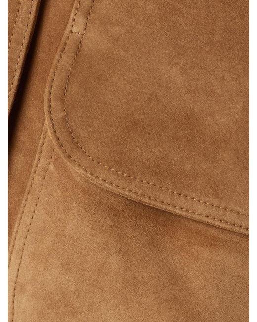 Veronica Beard Brown Walters Leather-Trimmed Suede Jacket