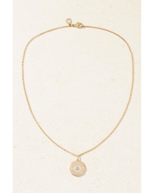 Marlo Laz Natural 14-Karat, Aquamarine And Enamel Necklace