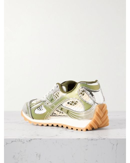 Bottega Veneta Metallic Orbit Sneakers Aus Mesh, Netzmaterial Und Gummi