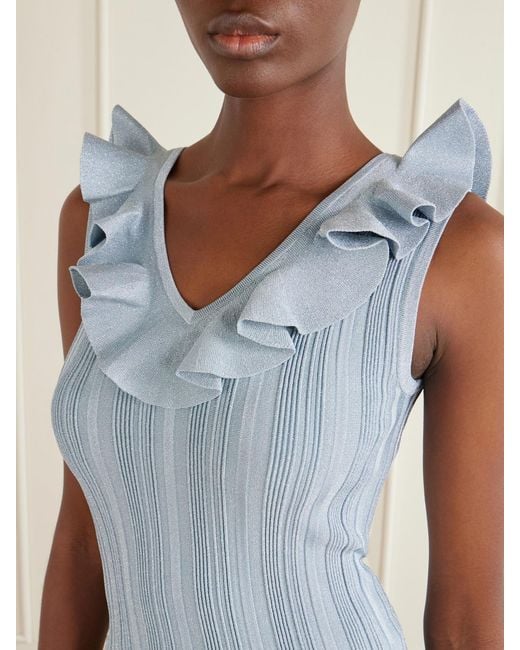 Zimmermann Blue Aster Metallic Ruffled Top