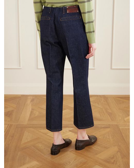 Dries Van Noten Blue Cropped High-Rise Flared Jeans