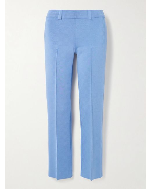 High Sport Blue Nsfw Jules Checked Jacquard-Knit Slim-Leg Pants