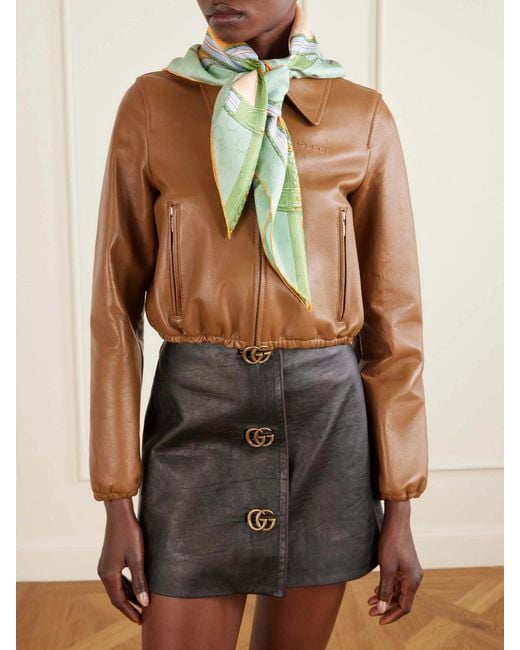 Gucci Blue Printed Silk-Twill Jacquard Scarf