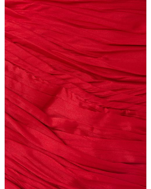 Marmar Halim Strapless Gathered Plissé-Taffeta Gown