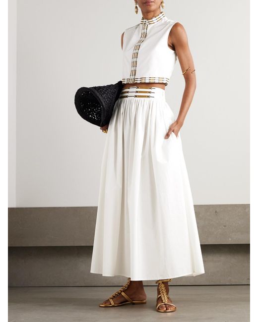 Haut Sans Manches Raccourci En Popeline De Coton Mélangé À Broderies Andorra Emporio Sirenuse en coloris White